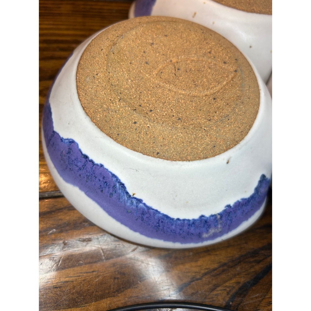 Vintage Handmade Pottery 3-Section Divided Dish Purple Blue Drip Glaze - Picture 3 of 8